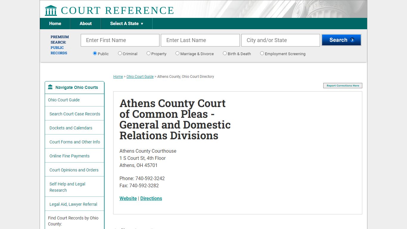 Athens County Court of Common Pleas - CourtReference.com